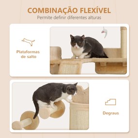 PawHut Prateiras de Parede para Gatos de 4 Peças Arranhador de Parede