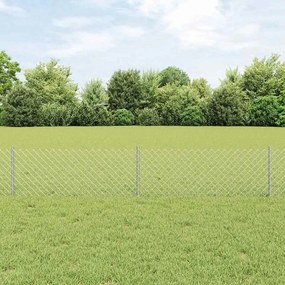 vidaXL Cerca de Cadeia com 22 Postes em U Prateado 0.4x25 m Aço