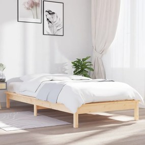vidaXL Estrutura de cama de solteiro pequena 75x190 cm pinho maciço