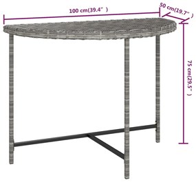 Mesa de jardim 100x50x75 cm vime PE cinzento