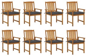 Cadeiras de jardim com almofadões 8 pcs acácia maciça
