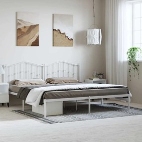 Estrutura de cama com cabeceira 183x213 cm metal branco