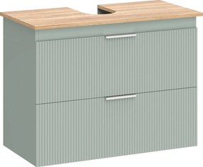 HOMCOM Móvel para Lavatório com 2 Gavetas com Frentes Onduladas Para Lavatórios com ou sem Pedestal 80x40x60 cm Verde e Natural | Aosom Portugal