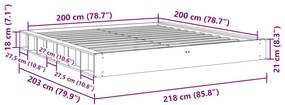 Estrutura de cama sem colchão 200x200 cm maciça de carvalho