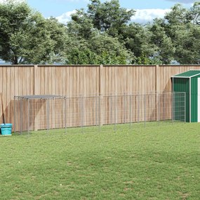 vidaXL Canil para cães 6,05 m² aço prateado