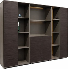 Armário Misto Naturline 2400x400x1800mm | HDF Alta Densidade | Acabamento Texturizado | Bordas em PVC e Folheado Efeito Pele