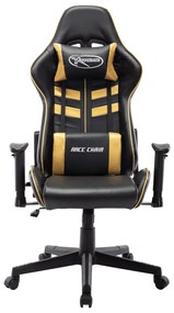 Cadeira de gaming couro artificial preto e dourado