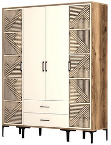 Roupeiro Kumsal PTP – Nogueira e Creme – 160 x 47,5 x 201,4 cm