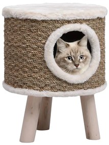 vidaXL Ninho para gatos c/ pernas de madeira 41 cm ervas marinhas