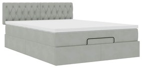 Estrutura de cama otomana com colchão 140x200 cm cinzento claro