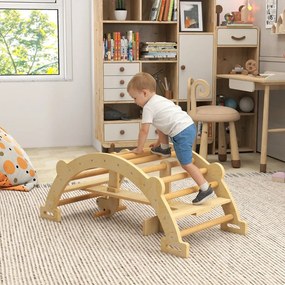 Arco de Escalada de Madeira e Baloiço Montessori Brinquedo Educativo Interior para Crianças 110x52 cm Madeira