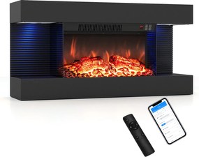 Lareira Elétrica Encastrável, 82 x 20,6 x 41,8 cm, Visão Tripla, Preto