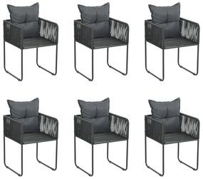 7 pcs conjunto de jantar para jardim preto