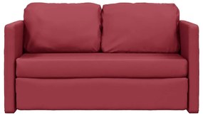 Sofá-cama sem pés 112x174x55 cm couro artificial vermelho tinto