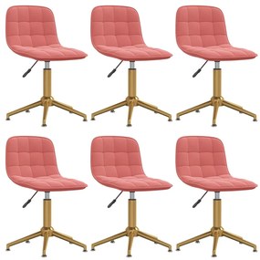 vidaXL Cadeiras de jantar giratórias 6 pcs veludo rosa