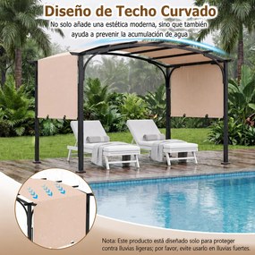 Pérgola Retrátil de Exterior, 305 x 242 x 233 cm, Cobertura Arqueada, Cáqui