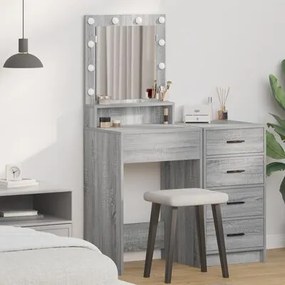 Mesa de Toucador com Luzes LED em Cinza Sonoma - 50x41x135 cm