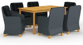 vidaXL 7 pcs conjunto de jantar para jardim cinzento-escuro