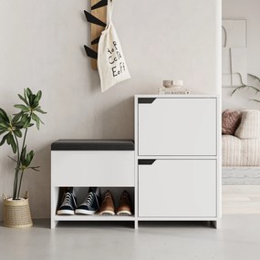 Sapateira Prag – Nogueira e Branco – 60x111x35 cm