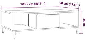 Mesa de centro 103,5x60x35 cm aglomerado carvalho fumado