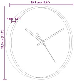 Relógio de parede Ø29,5cm poliestireno e vidro dourado e branco