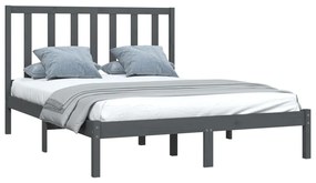 Estrutura de cama casal 135x190 cm pinho maciço cinza