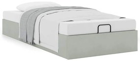 Ottoman Bed Frame No Colchão Cinzento Claro 100x200 cm Veludo
