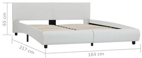 Estrutura de cama com LED 160x200 cm couro artificial branco