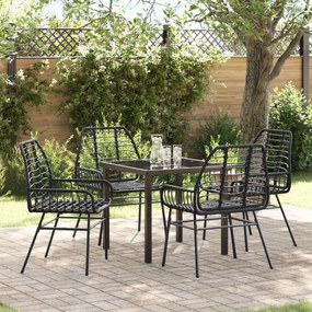 vidaXL Conjunto de Jantar de Jardim 5 Peças Preto Rattan Sintético