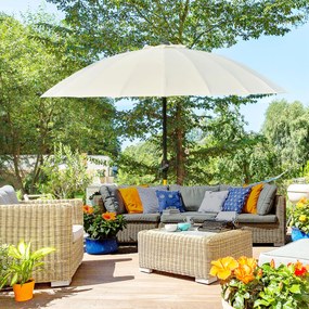 Guarda-sol vertical redondo e inclinável para jardim, com 18 varas, manivela, mastro em metal e fibra de vidro, Ø 2,5 m, poliéster de alta densidade,