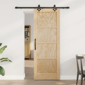 porta deslizante vidaXL com conjunto de ferragens 'ORKDAL'Madeira Sólida de Pinheiro