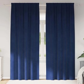 vidaXL Cortinas Blackout com Tape Superior 2 pcs Veludo Azul Escuro