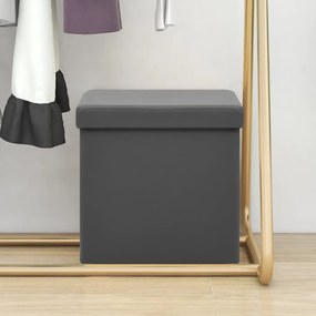 vidaXL Banco de arrumação dobrável PVC cinzento