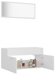 2 pcs conjunto de móveis de casa de banho contraplacado branco