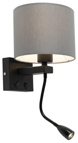 LED Candeeiro de parede moderno preto com cúpula cinzenta - Brescia Moderno