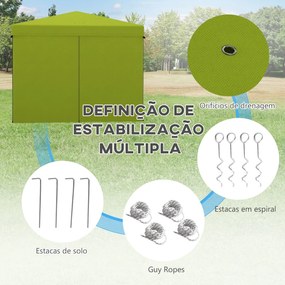 Tenda Dobrável 3x3 m Tenda de Jardim com 4 Paredes Laterais 2 Janelas