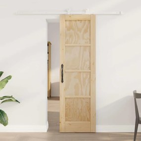 Conjunto de Porta Deslizante vidaXL com Ferragens 61x198,5 cm Madeira Maciça de Pinho