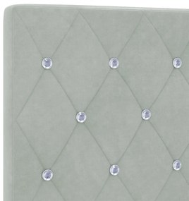 Cabeceira com Botões de Cristal Tufted Cinza Claro 140 cm de Veludo