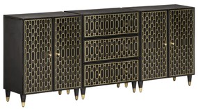 vidaXL Móveis de apoio 3 pcs 60x33x75 cm madeira de mangueira maciça