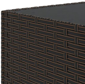 Mesa de centro para jardim quadrada 50x50x30cm vime PE castanho