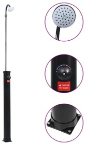 Chuveiro solar de jardim 215 cm 8 L preto