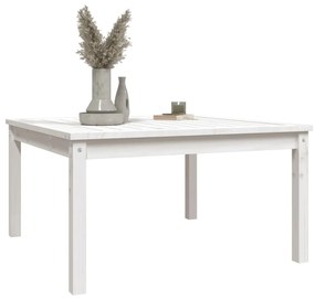 Mesa de jardim 82,5x82,5x45 cm madeira de pinho maciça branco