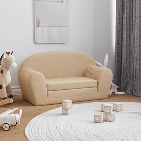 vidaXL Sofá infantil de 2 lugares pelúcia macia cor creme