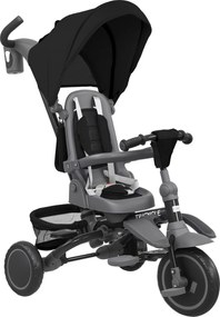 AIYAPLAY Triciclo Evolutivo 6 em 1 Dobrável com Assento Giratório de 360° Mango Parental Encosto Reclinável Toldo 111,5x52x98 cm Preto | Aosom Portugal