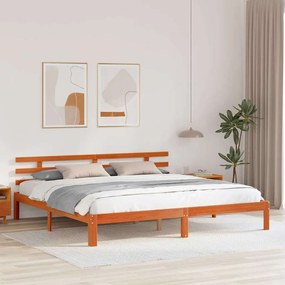 Estrutura de Cama Castanho Ceroso 200x200 cm Madeira Maciça de Pinho