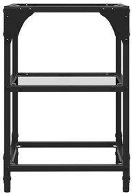 Mesa de centro c/ tampo em vidro transparente 30x30x45 cm aço