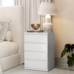 Cómoda com 4 Gavetas com Fecho Suave para Quarto Escritório Estilo Moderno 45x40x68 cm Branco