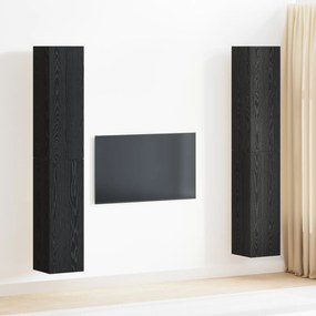 Conjunto de 4 Peças do Armário de TV vidaXL Carvalho Preto 30.5x30x90 cm Madeira de Engenharia