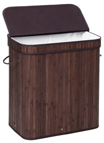 Cesto para roupa suja 100 litros em bambu com tampa e pegas 54,5 x 34,5 x 61 cm castanho