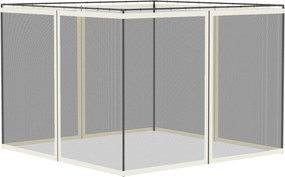 Outsunny Redes Mosquiteiras para Barnum de Jardim 3x3 m Conjunto de 4 Mosquiteiros com Zíper Ganchos de Fixação Branco e Preto | Aosom Portugal
